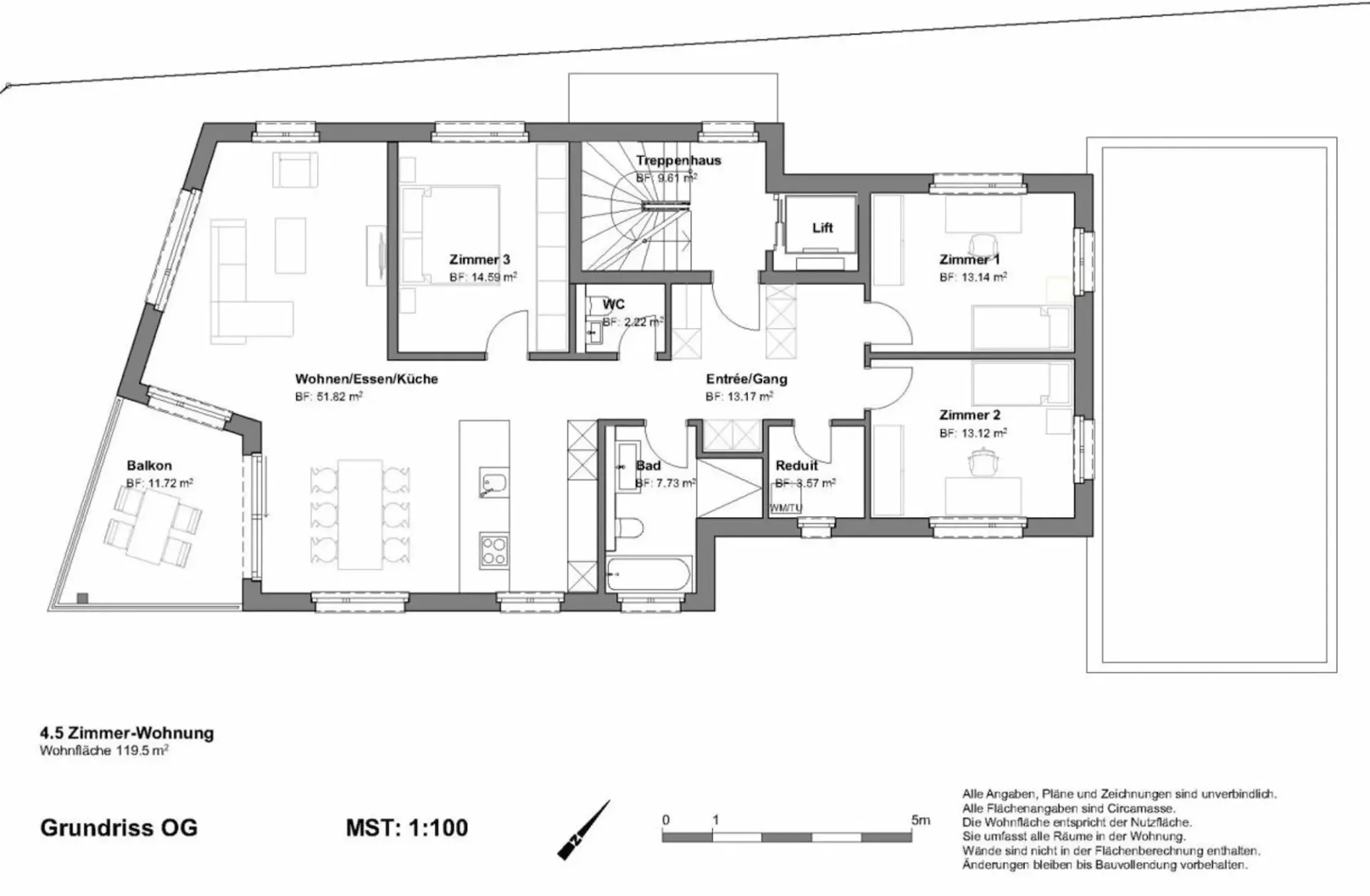 4.5 Zimmer-Wohnung mit Hobbyraum und Carport