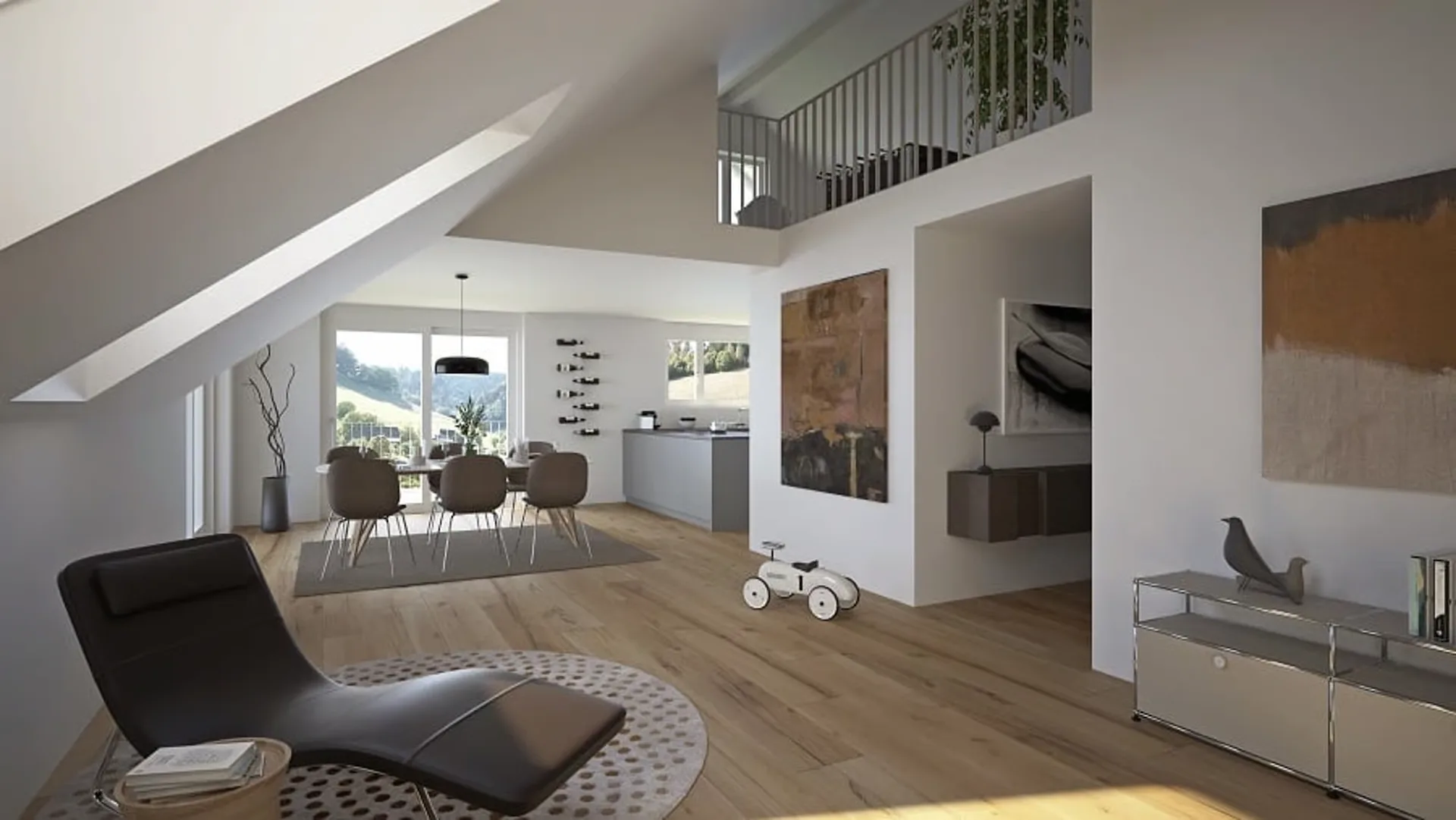 Appartamento di 3,5 locali in mansarda con galleria e balcone soleggiato a Rodacher