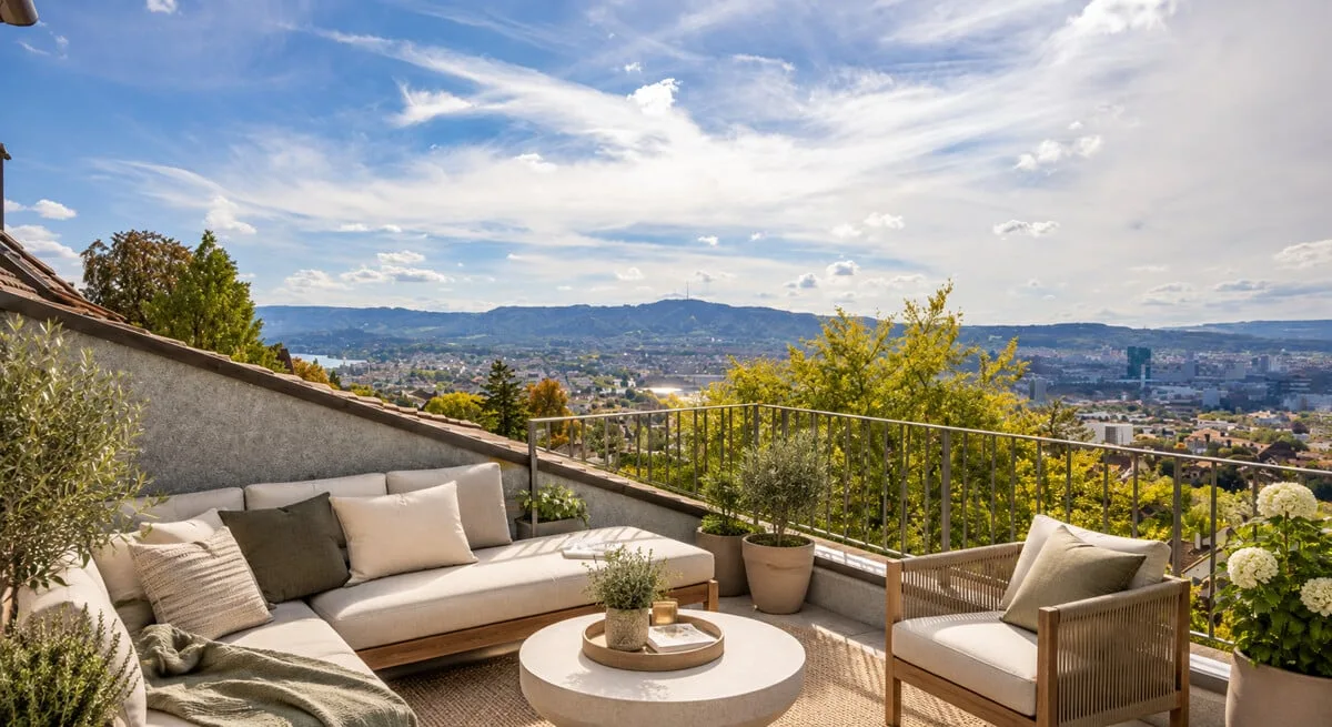 Zurich District 6: Maisonette apartment with roof terrace and panoramic view