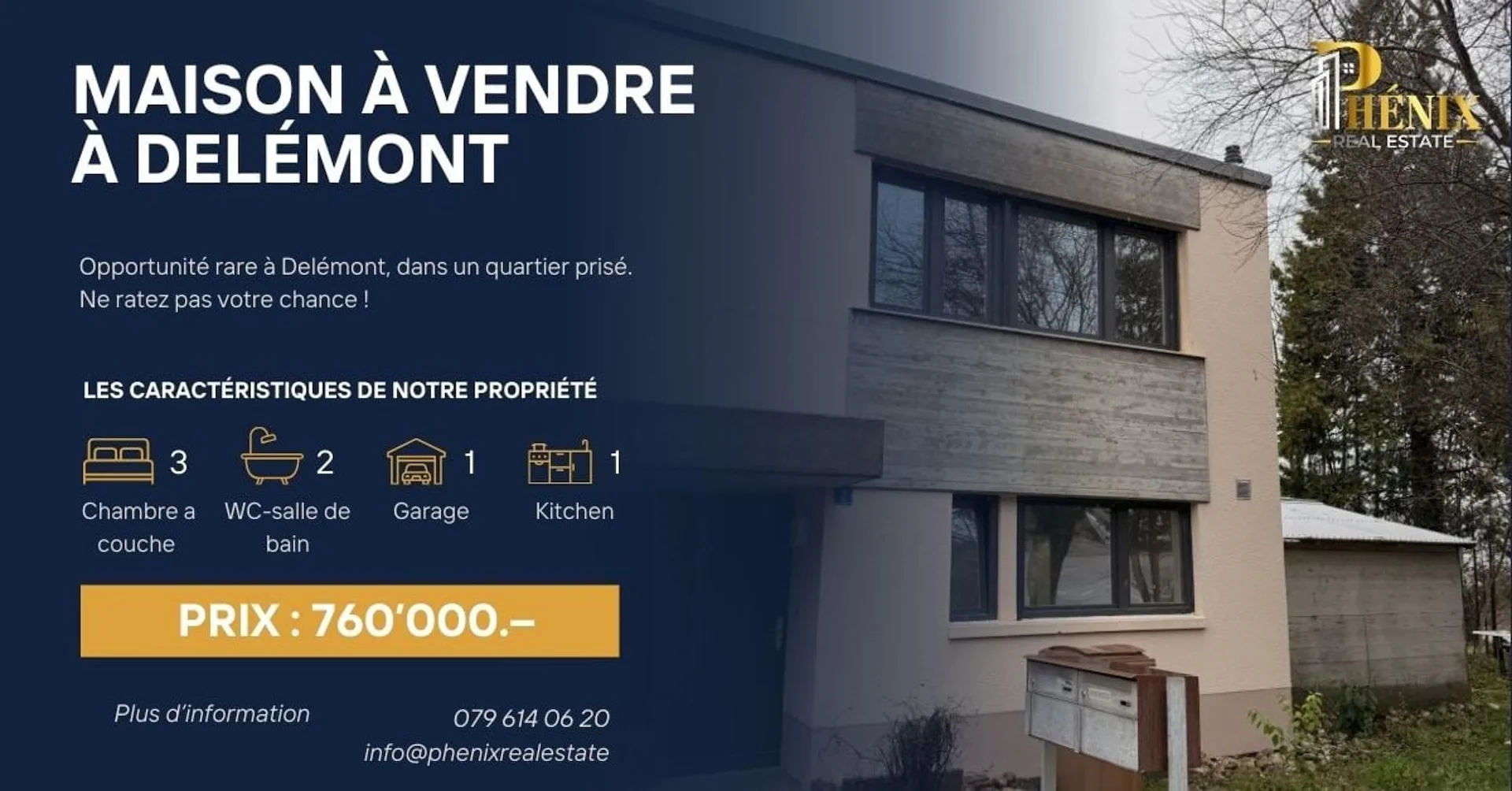 Villa moderne de 4,5 pièces avec garage et terrasses à Delémont