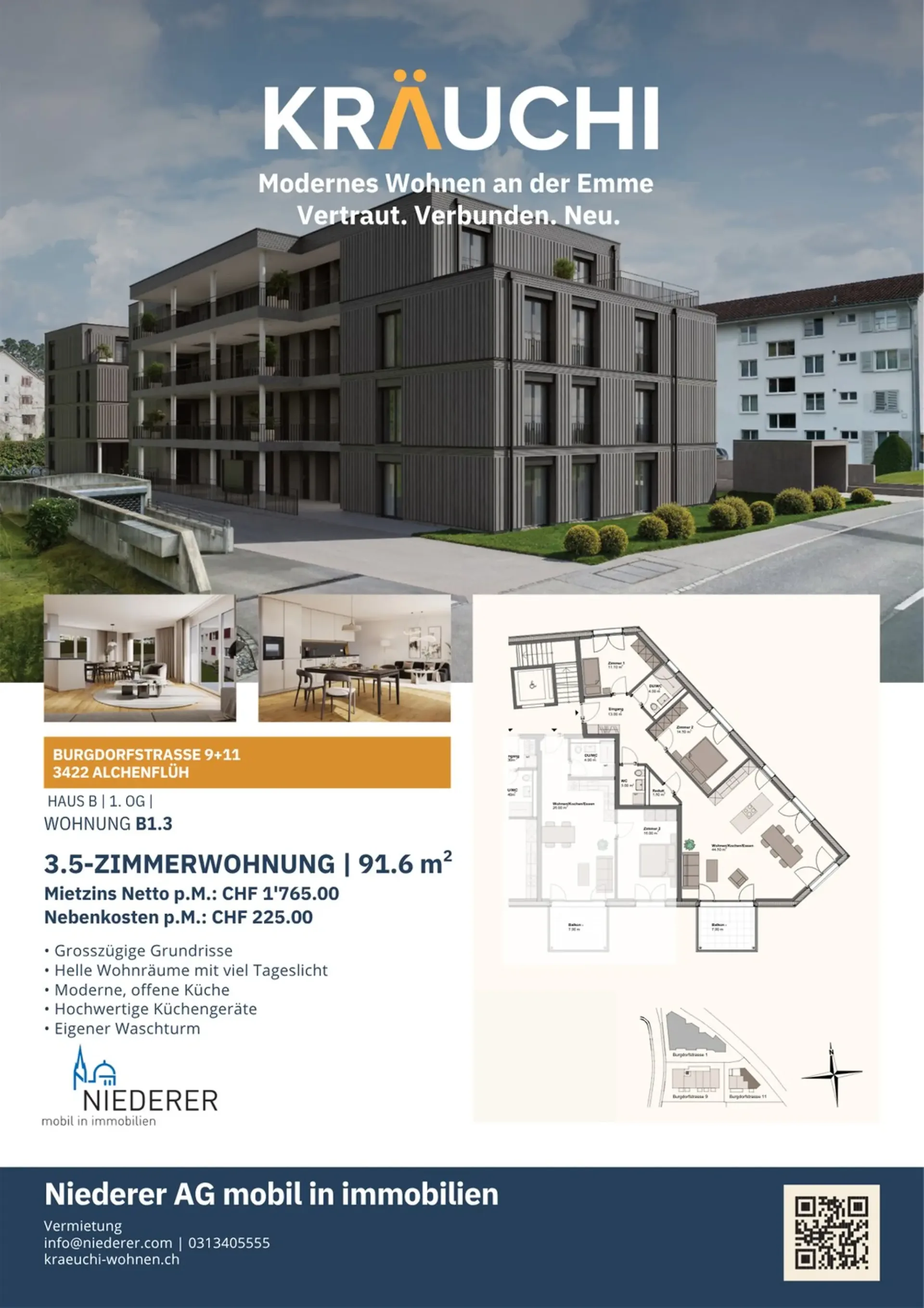 Letzte Chance: Mieten wie ein Eigentümer 3.5-Zimmer-Neubauwohnungen mit Kochinsel im Kräuchi-Areal