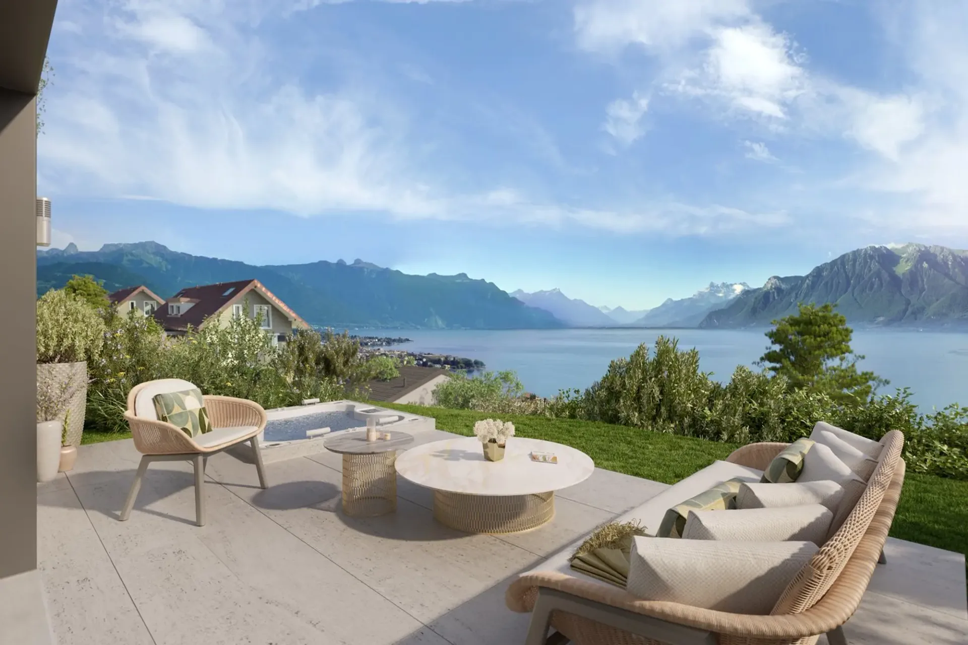 In der Nähe von Vevey, neues Projekt mit 3 Villen mit 5.5 Zimmern - Panoramablick
