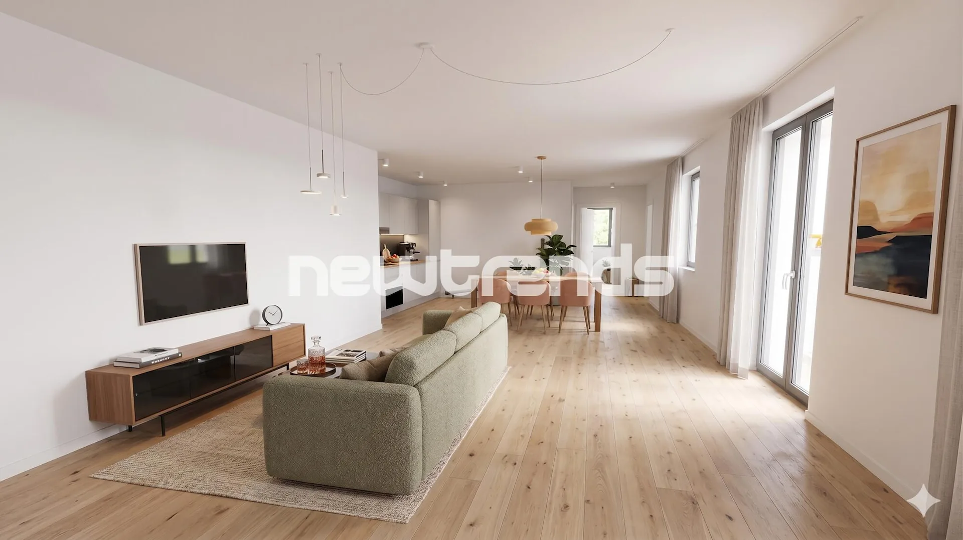 Geräumige und helle 3.5-Zimmer-Wohnung mit Balkon und freier Aussicht, nie bewohnt.
