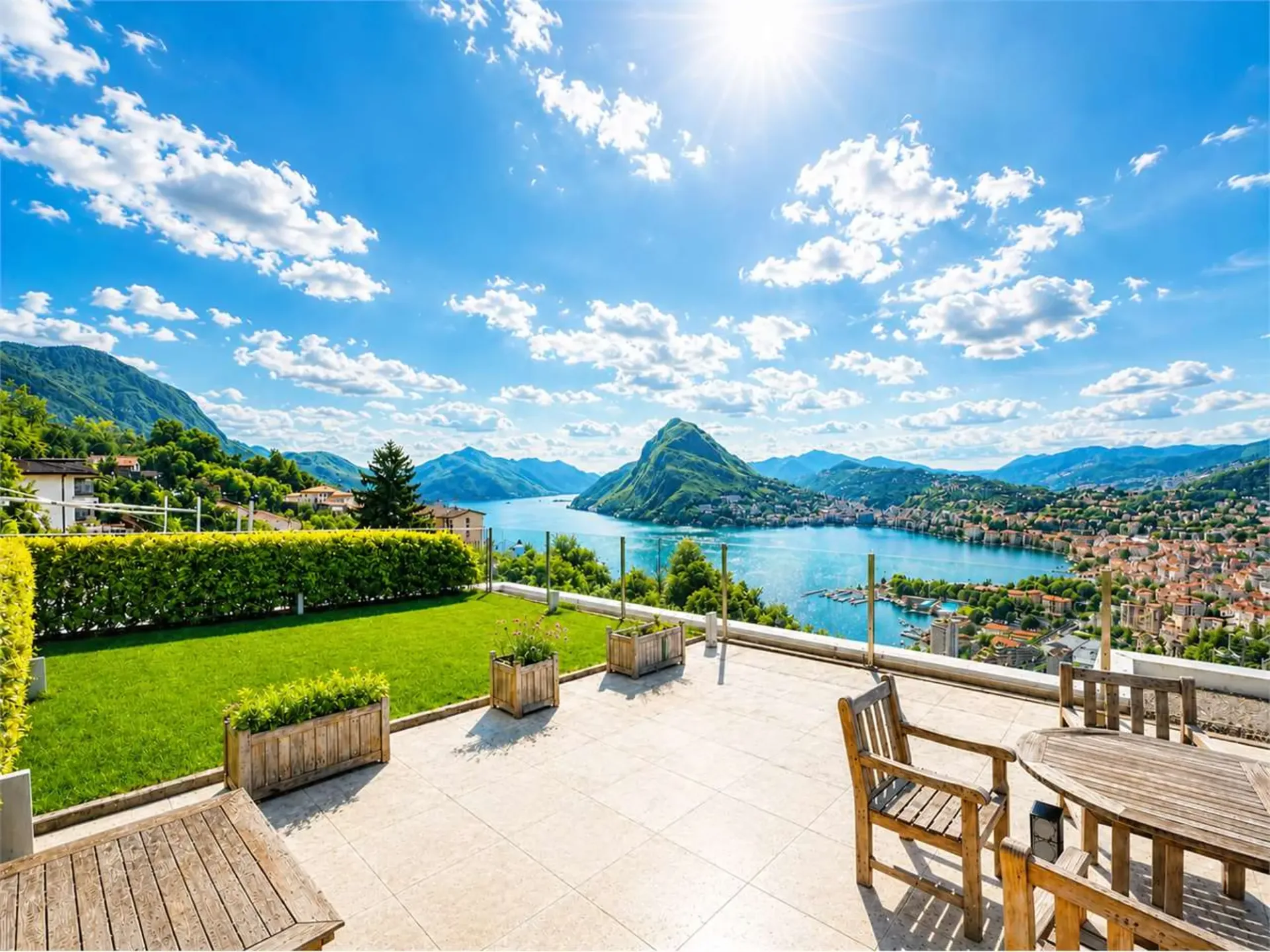 Exklusives Dachgeschoß mit Dachgarten und Panoramablick auf den Luganer See