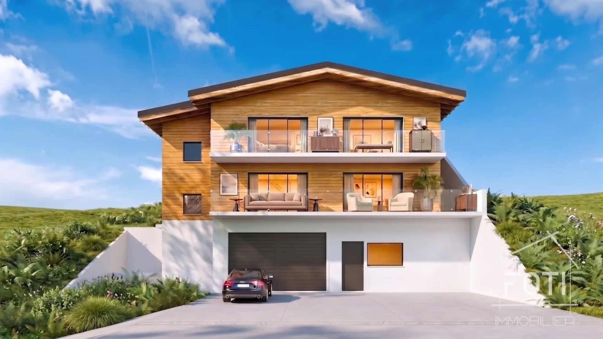 Large chalet with 5.5 rooms, basement and double garage, on plan with all finishes to the tenant's liking.
