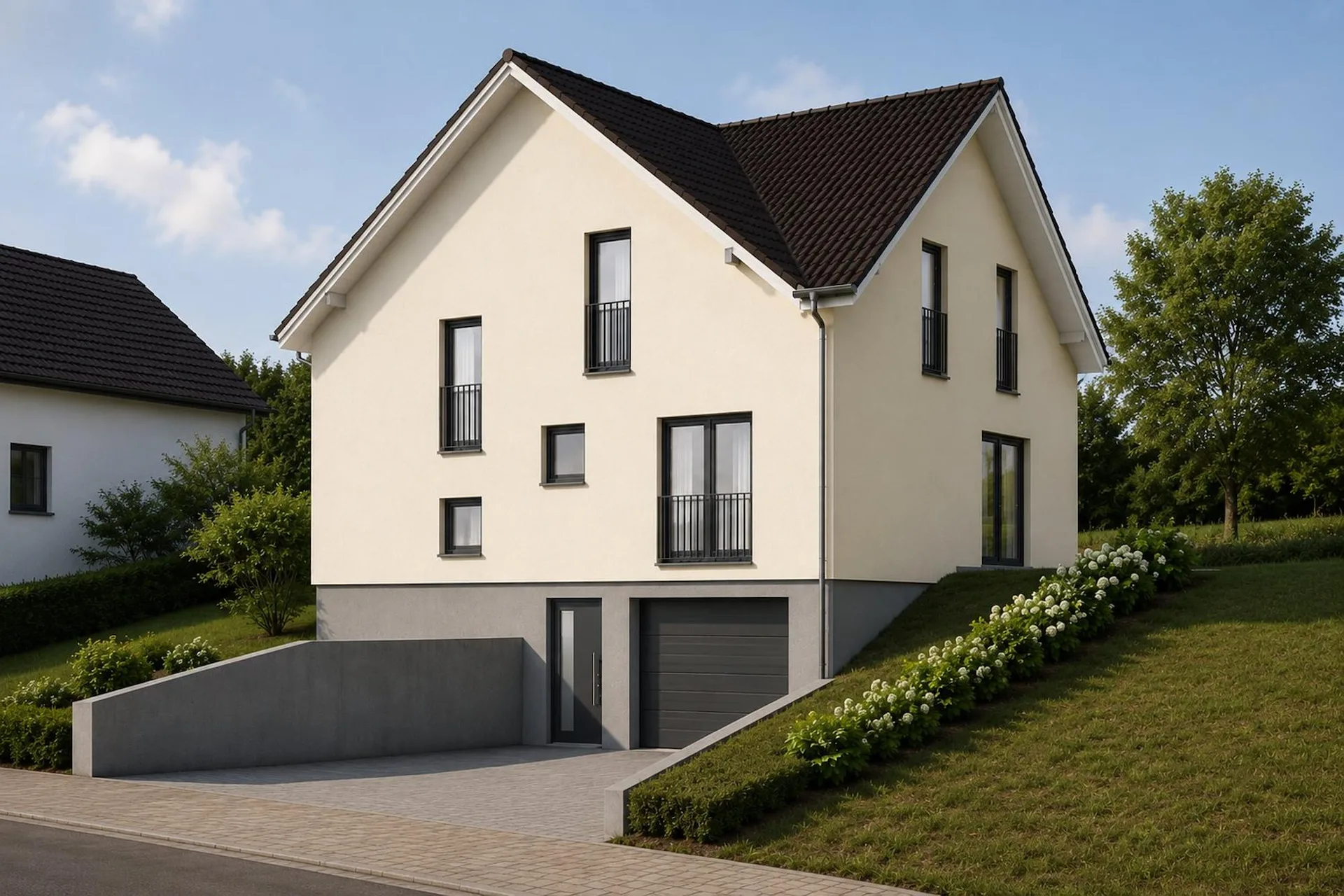 Trois projets de maisons unifamiliales dépendantes dans un endroit calme