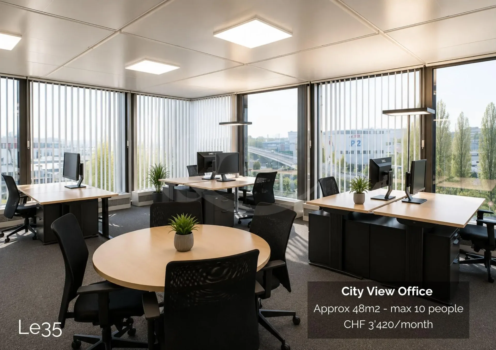 Route des Jeunes 35, Büro mit Stadtblick von etwa 48 m²