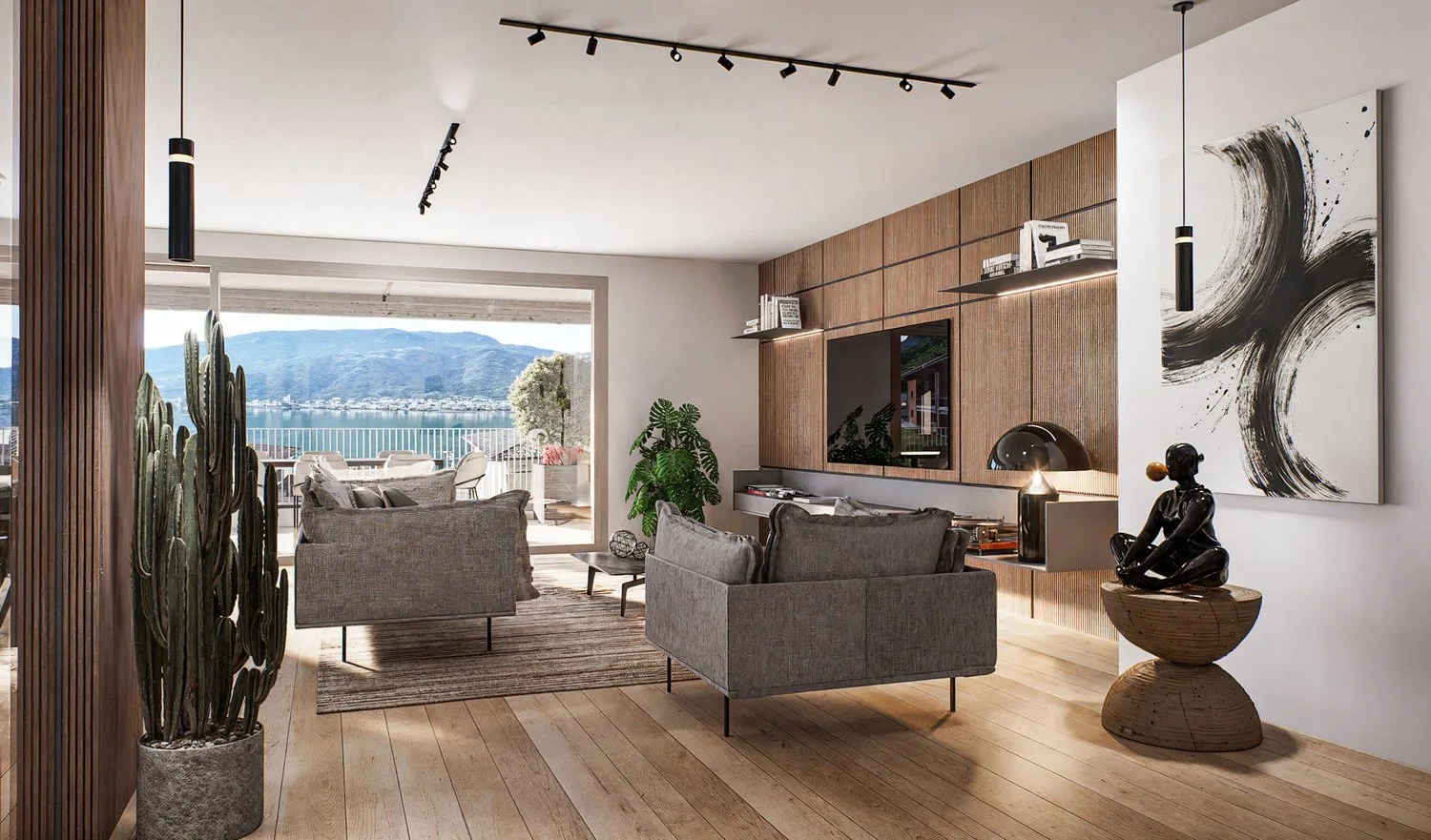 Appartement mit Seeblick und Garten in Capolago