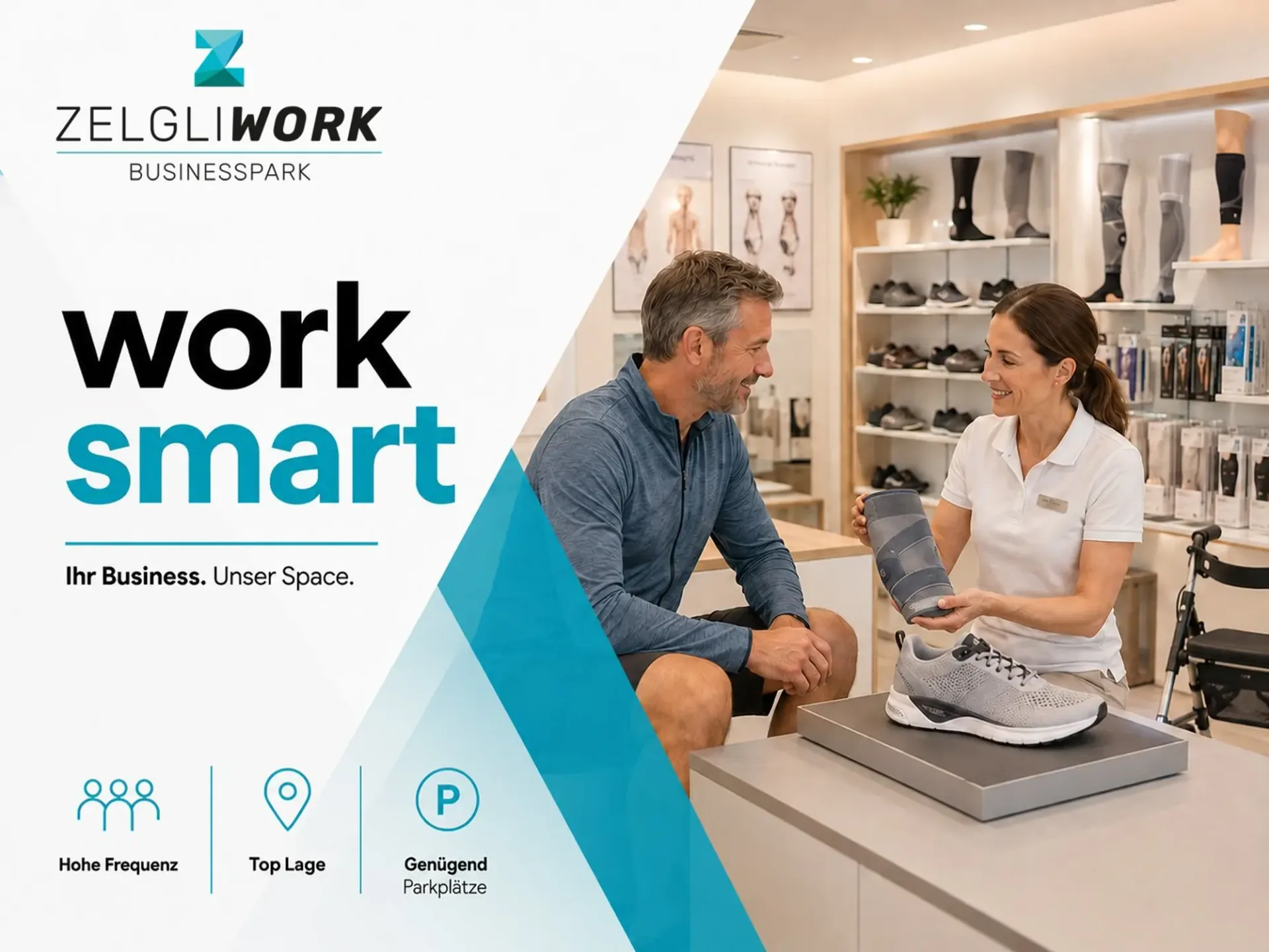 Grande surface au rez-de-chaussée avec fréquentation pour showroom, magasin spécialisé en santé, commerce spécialisé.....