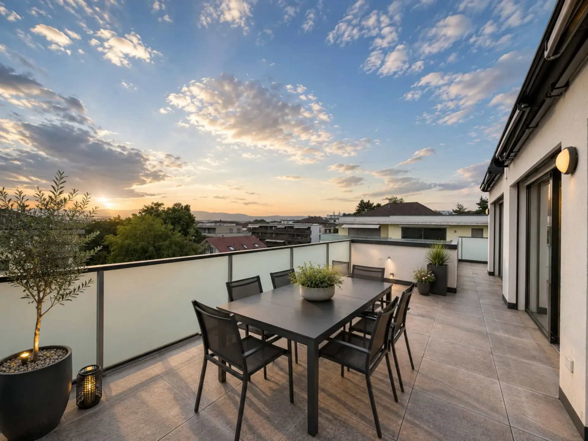 Dachgeschoss von 2020, Terrasse von 53 m² und Blick auf den Genfersee