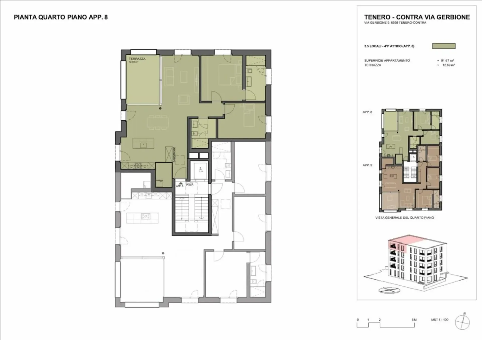 Residenz Gerbio - App. 8 - 3,5 Lokale - 4. Stock